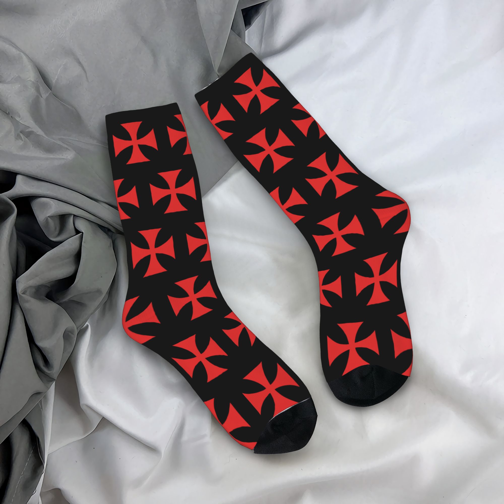 Dress Sock Men - Calzini Personalizzati con Croce Templare Rossa,